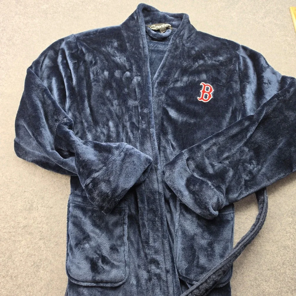 Northwest Boston Red Sox Mens Navy Blue Plush Fleece Robe L/XL MLB Loungewear